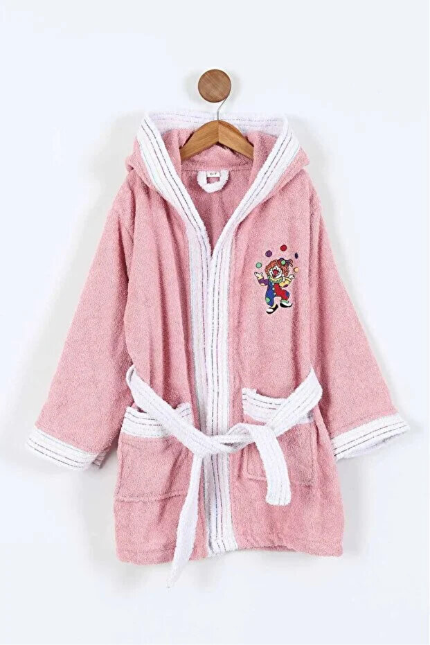 Clown Embroidered Hooded Children's Bathrobe - 100% Cotton - Original Boxed