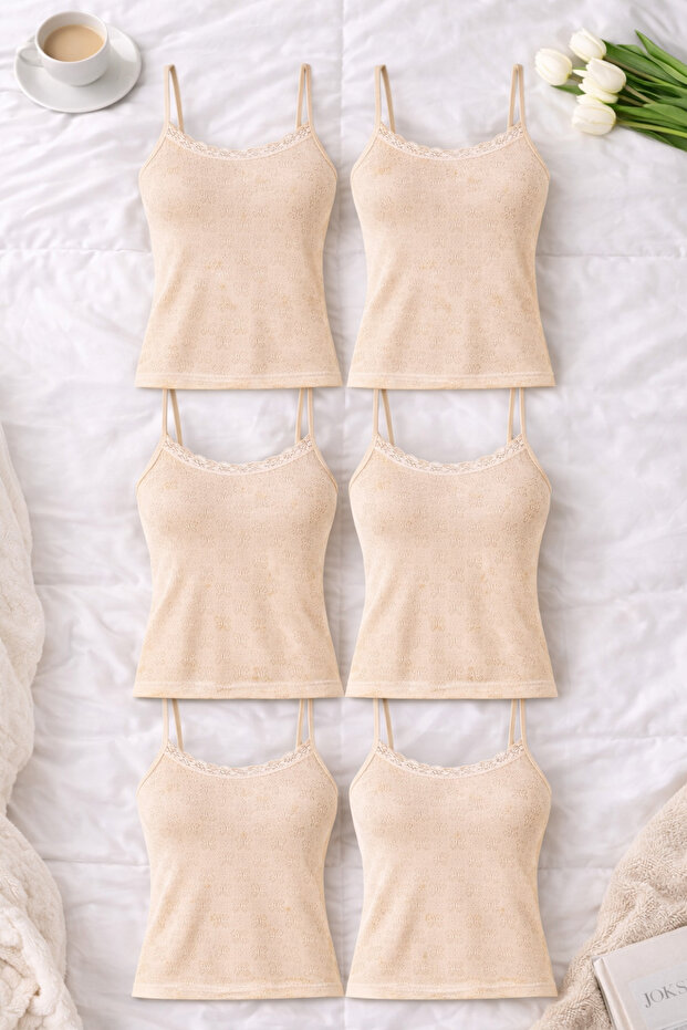 Women's Skin Transfer Ribbed 100% Cotton 6-Piece Undershirt