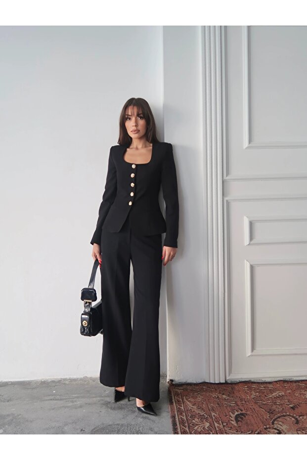 Jane Button Tailored Suit Siyah - 2