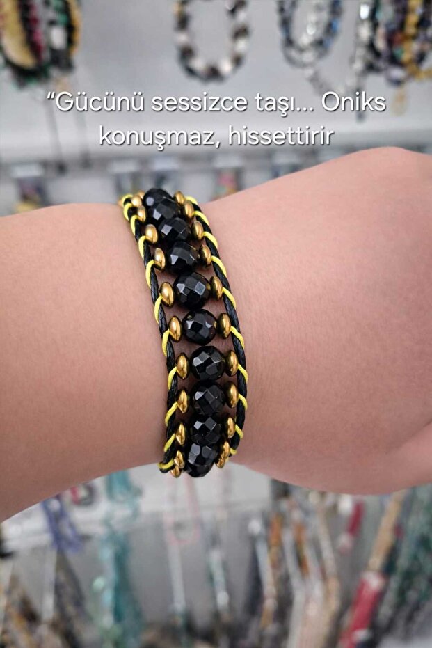 Onyx Faceted Cut 8 mm Natural Stone Bracelet
