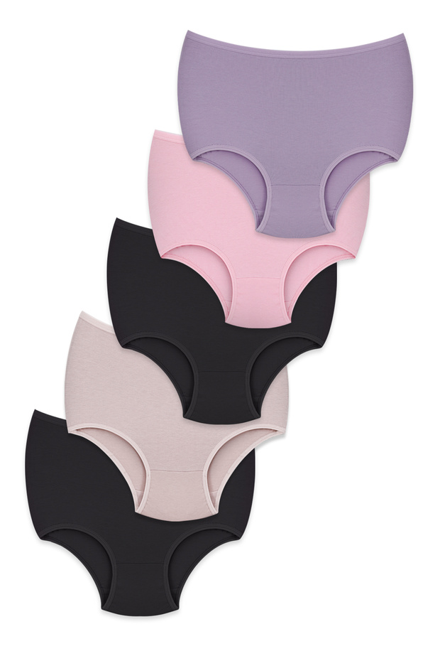 Women's Panties High Waist 5 Pack - Everyday Use, Cotton, Underwear Different Color Options