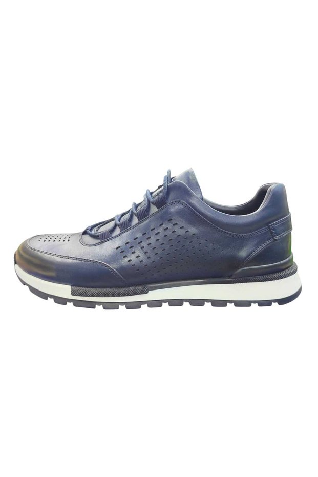 Casual Sports Leather Men's Shoes Navy Blue