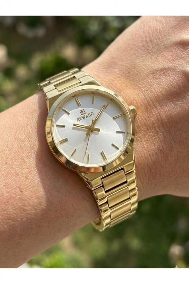 Women's Wristwatch | 22mm Steel Case, Gold Color Steel Band, Mineral Glass, 5Atm