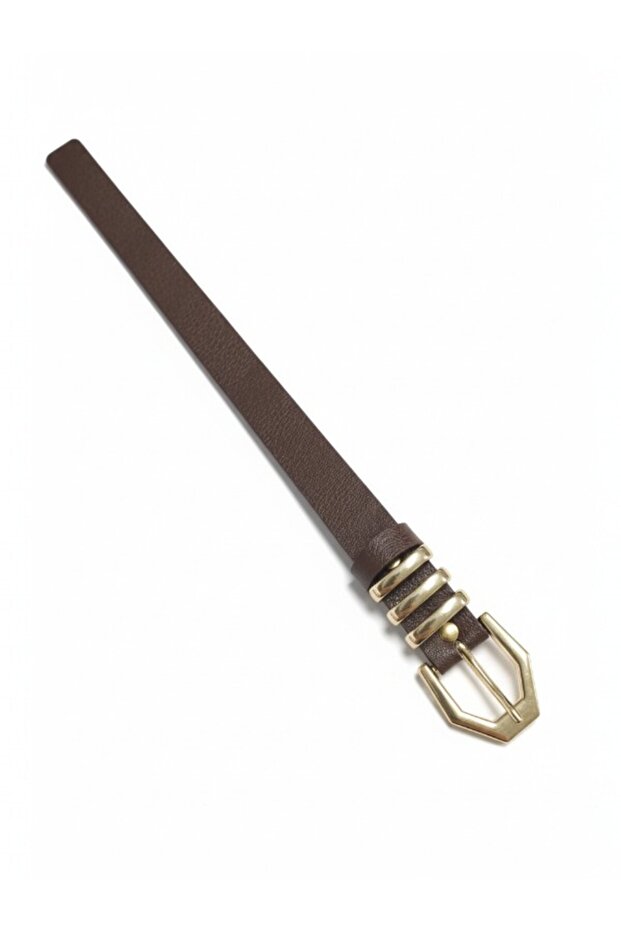 Women's Belt Three Bridge Detail Gold Buckle 2.3 cm