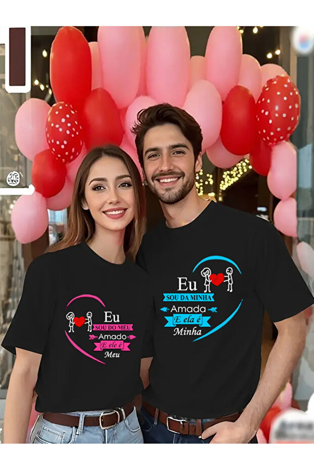 Unisex Couple Combination 1 Piece Men's Model Valentine's Day Printed Comfortable Fit T-Shirt