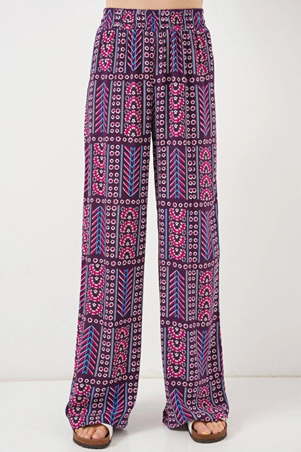 Patterned viscose pants 6749 - purple - 4