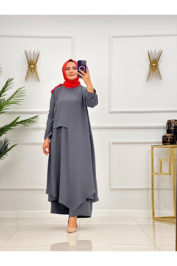 طقم ملابس إسلامية مكون من قطعتين مع تونيك وبنطلون