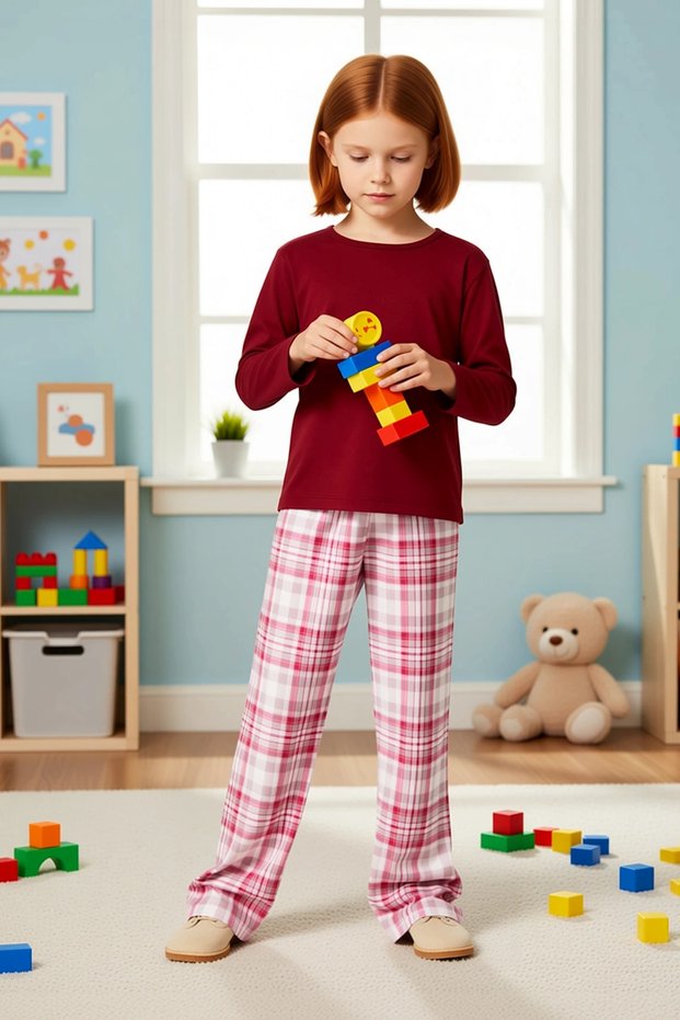 Girls' Crew Neck Standard Sleeve Long Sleeve Regular Fit Pajama Set Durable 100% Cotton