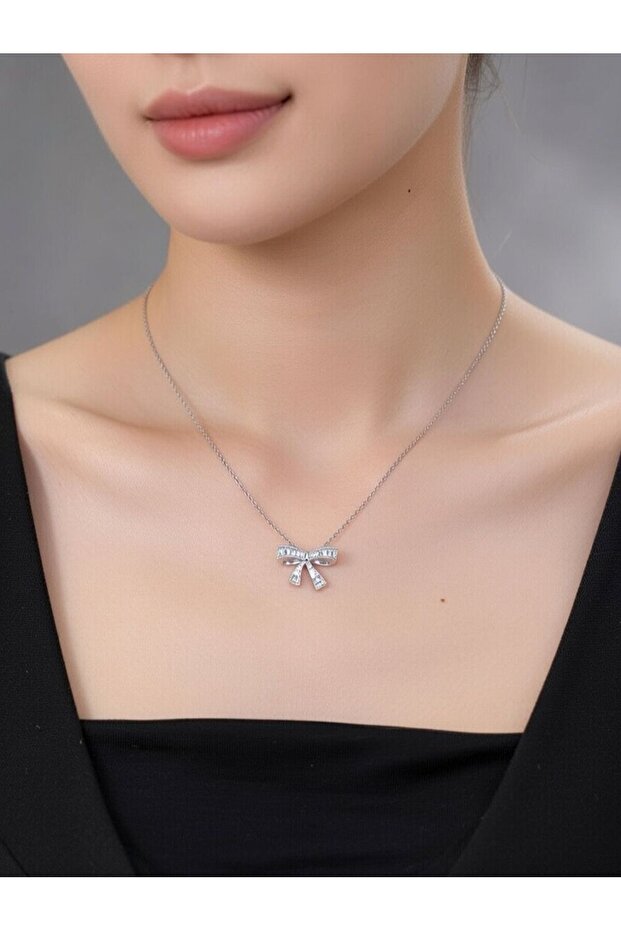 KURDELE SÜSLEMELİ 925 AYAR GÜMÜŞ KOLYE - 3