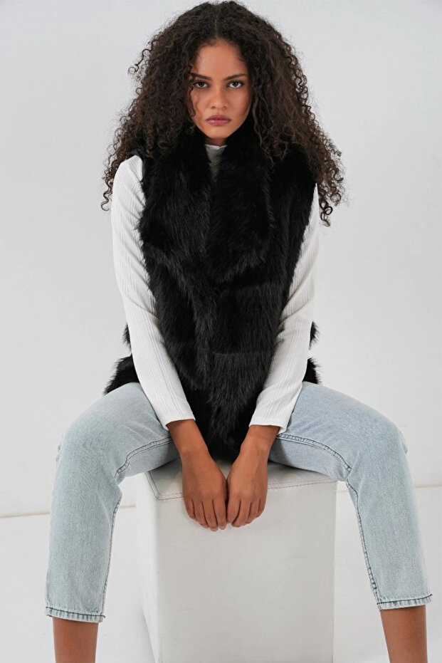 6804 سترة فرو - أسود - 4