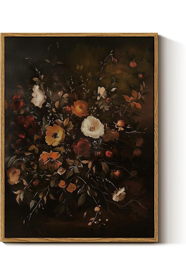 Signtouch Daisy Floral Vase Wall Art Black Outer Frame 40x60 cm