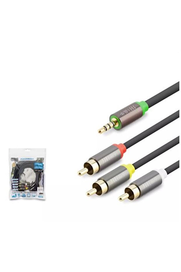 هادرون HDX1066 كابل 3.5 ملم إلى 3RCA 2 خط ذهبي 5 متر أسود