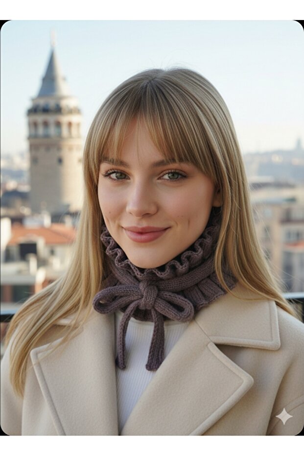 Viral Ruffled Scarf/Trendy Neck Collar/Ruffled Neck Collar/Bow/Karne Gift/Pinterest Scarf/Gift