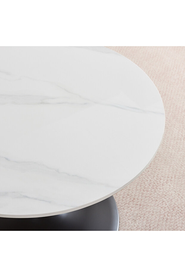 طاولة قهوة مستديرة من الحجر المتكلس من إلفيس إن إكس تي - 2