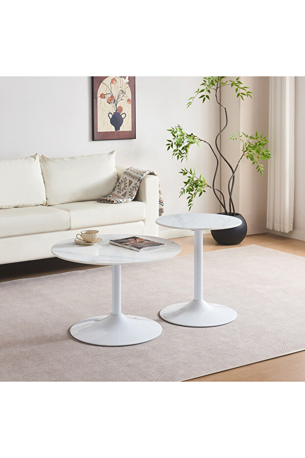 طاولة جانبية مستديرة من الحجر المتكلس من إلفيس إن إكس تي - 4