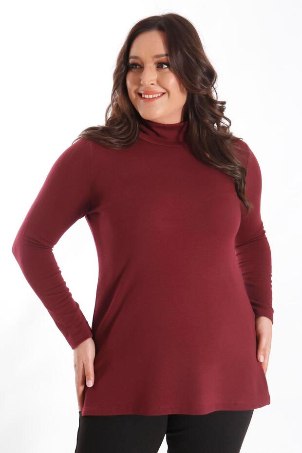 Half Fisherman Burgundy Knitwear Blouse