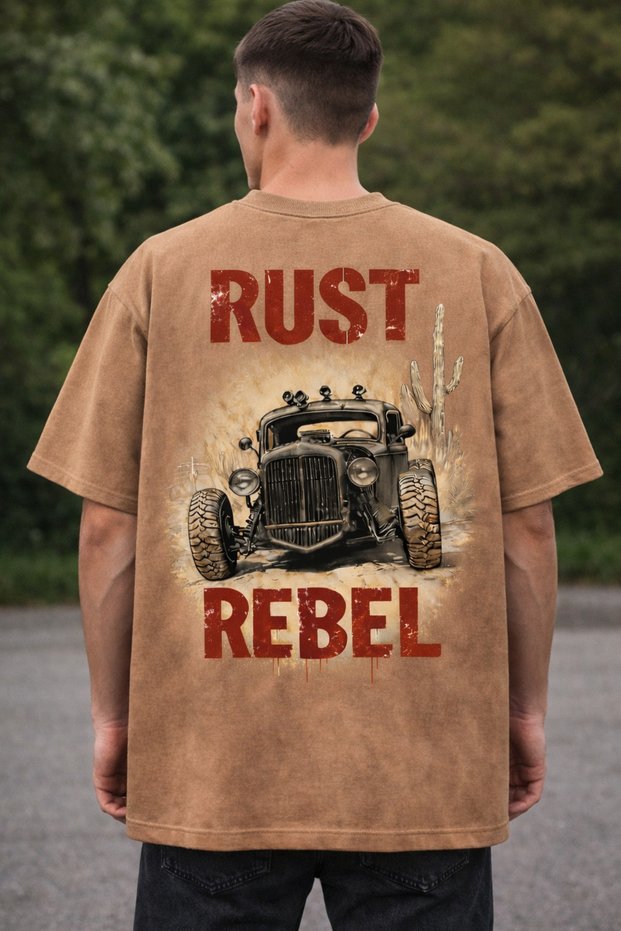 100% Cotton Rust Printed T-Shirt