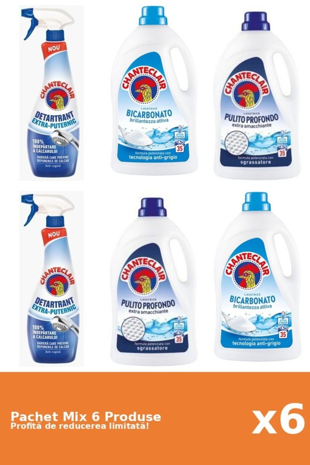 Set 6 Mix Chanteclair: 2 Anticalcar, 4 Detergent