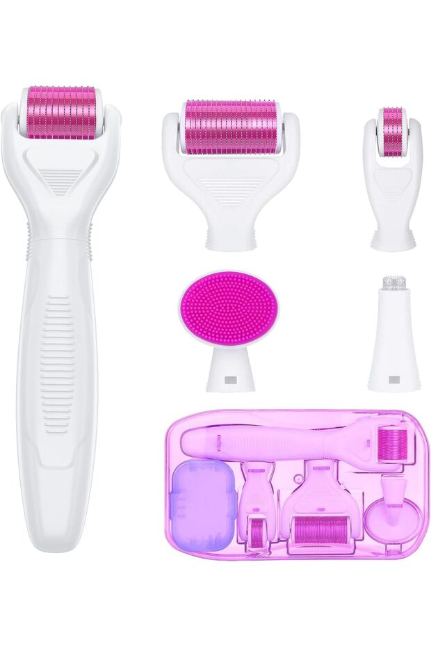 Derma Roller for Face and Body - 6 in 1 Titanium Microneedling Roller Kit