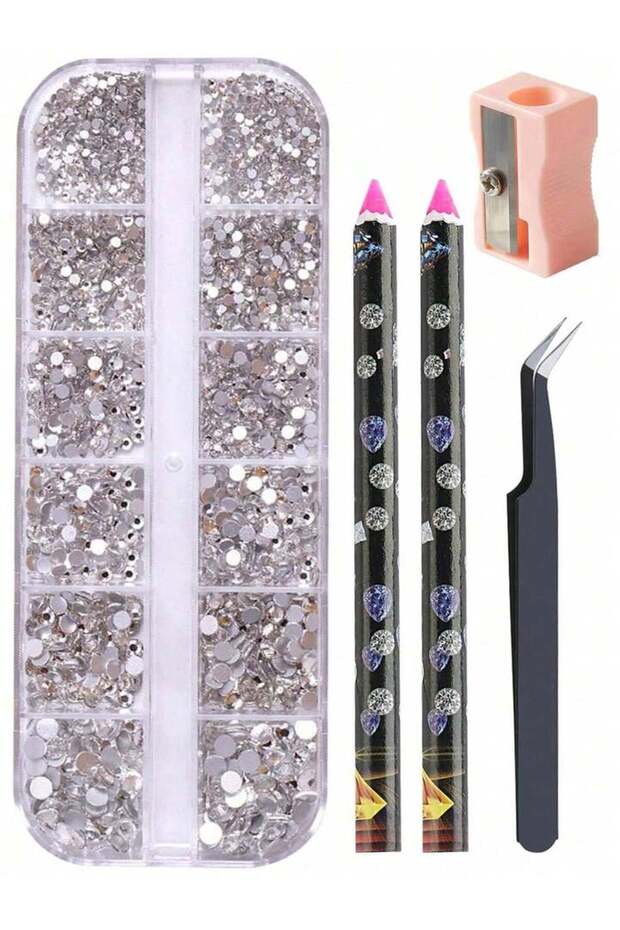 03 5Pcs/Set Professional Nail Art Multi-Size WhiteAB Crystal Rhinestones Flat DIY Bottom Crystal Cle