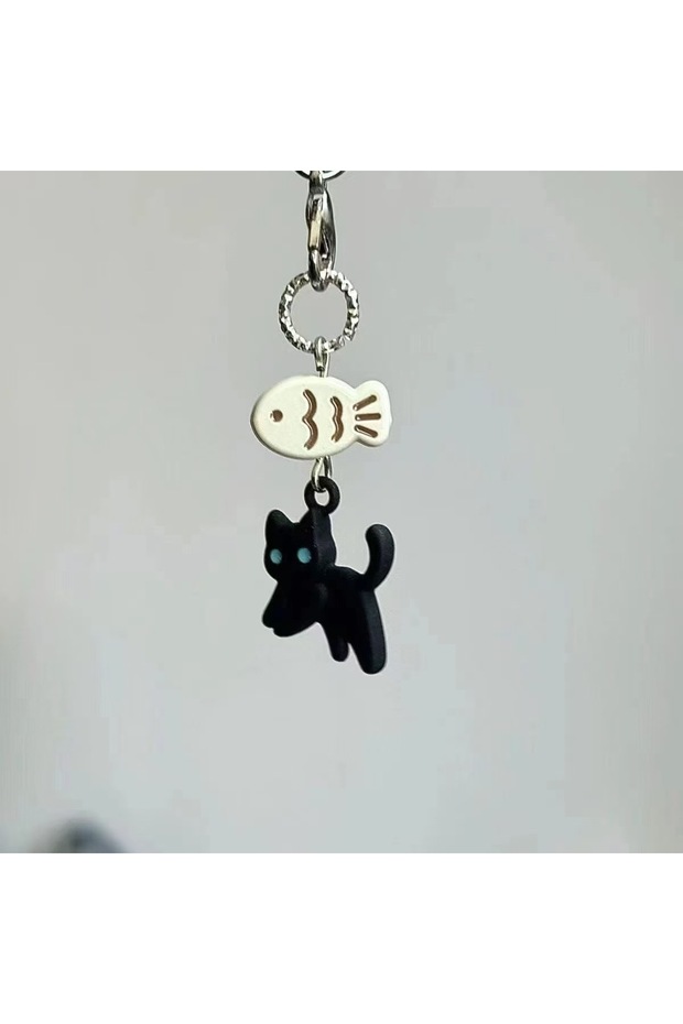 K-Black Cat Black Cat Kawaii Y2K Phone Charms Pendant Cute Anime Key Chain Accessories For iPhone 15
