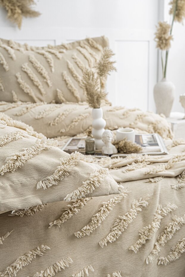 Sofia 3 Piece Double Pique Set Cappuccino 240 X 260 cm 240 X 260 cm Beige