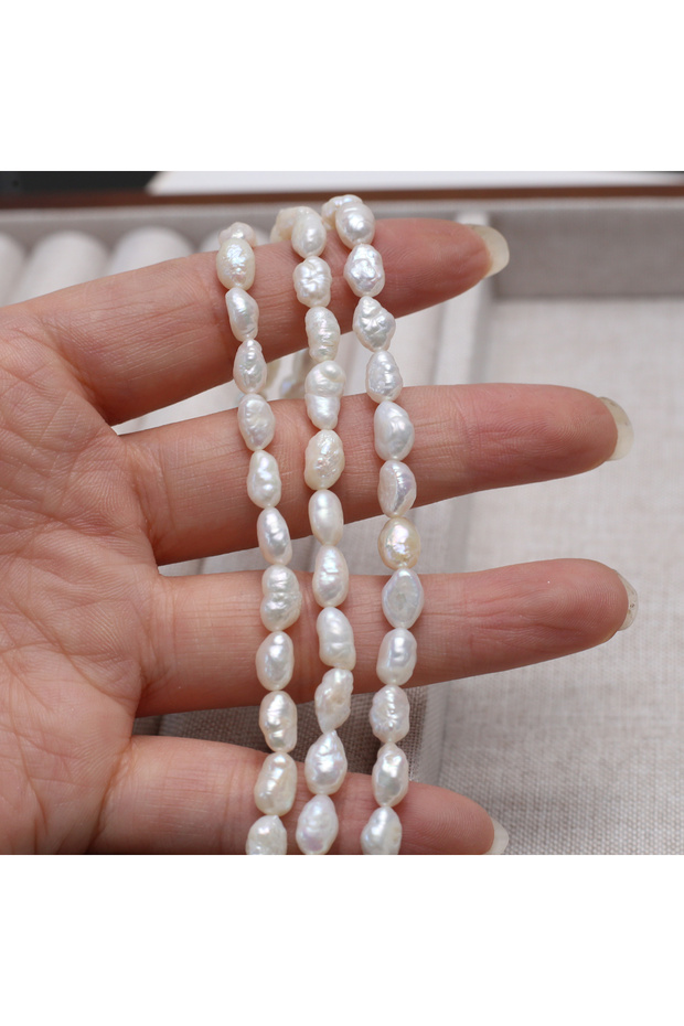 5-6mm White 5-6mm White Irregularly Shaped Natural Freshwater Pearl Semi-Finished Beads for Jewelry