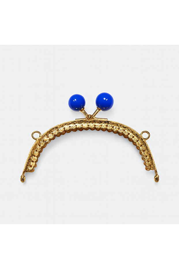 Yellow Color Metal Purse and Wallet Clip with Blue Bead Bun 10.5 cm
