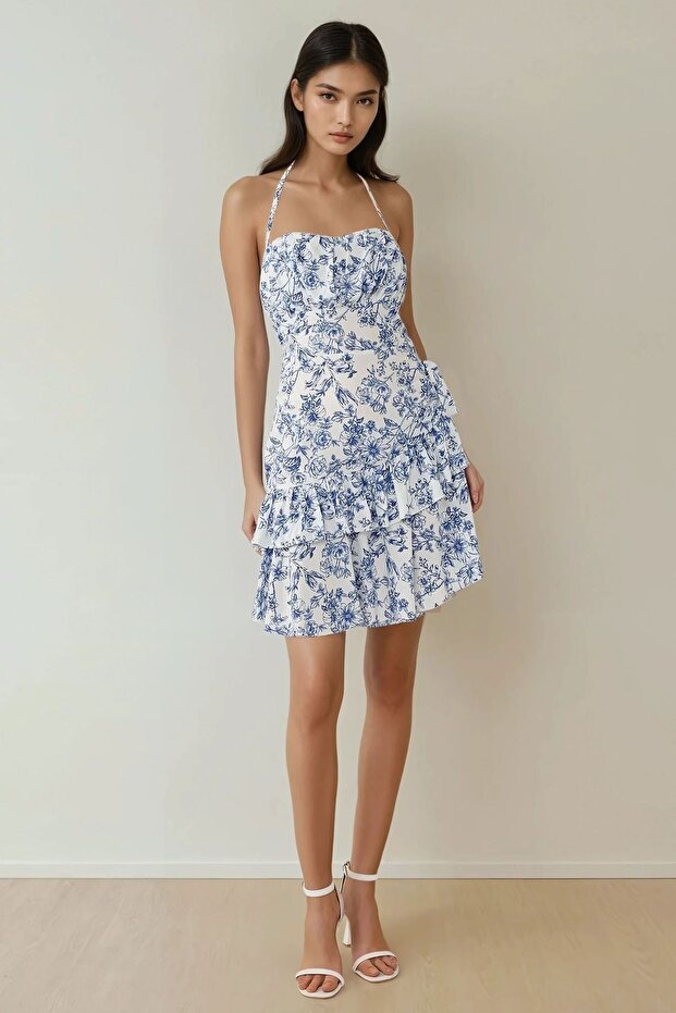 Rochie mini cu model floral - 3