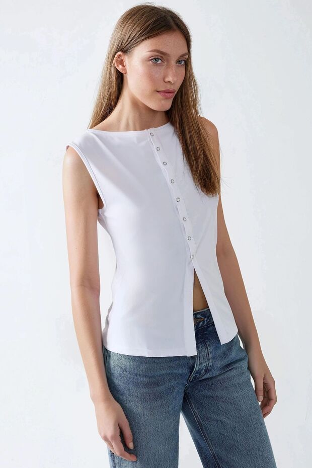 Dar Fit Bisiklet Yaka Örme Yelek - 4