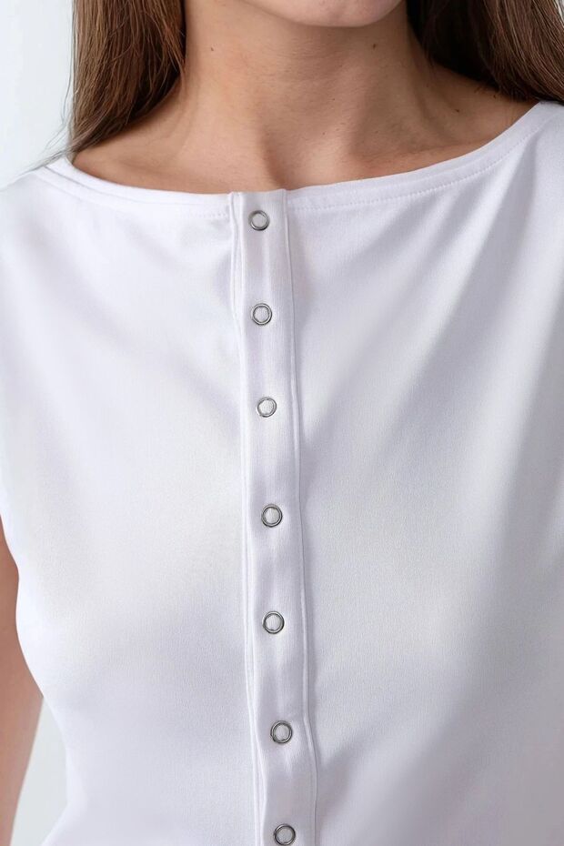 Dar Fit Bisiklet Yaka Örme Yelek - 3