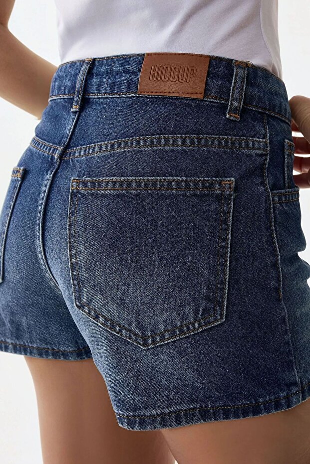 Visok struk Poderane traper šortseve - 6