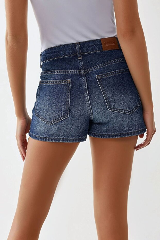 Visok struk Poderane traper šortseve - 7