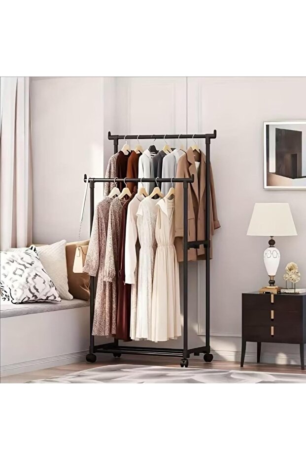 Heavy-Duty Metal Garment Rack with Wheels