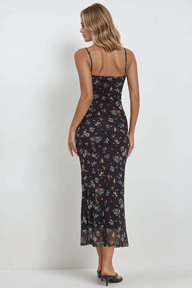 Patterned Strap Bodycon Maxi Dress - 3