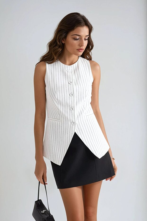 Striped Crew Neck Vest - 2