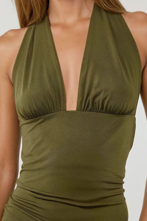 Derin V Yaka Slim Fit Örme Bluz - 4