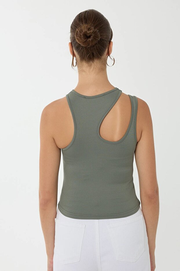 Asimetrik Yaka Crop Top - 5