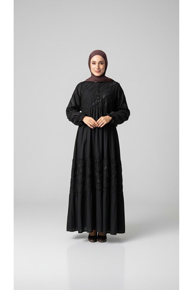 Tesettür Kırçıllı Elbise - 3