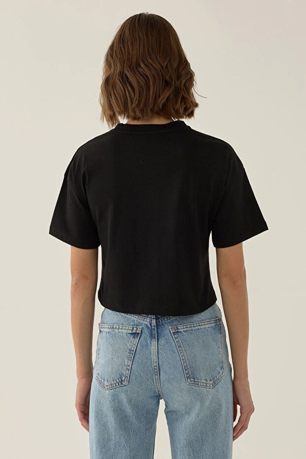 Basic Bisiklet Yaka Kısa T-Shirt - 7