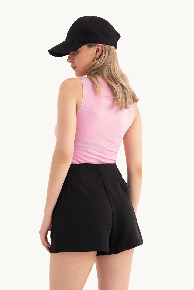 Slit Detailed Halter Neck Crop Top - 3