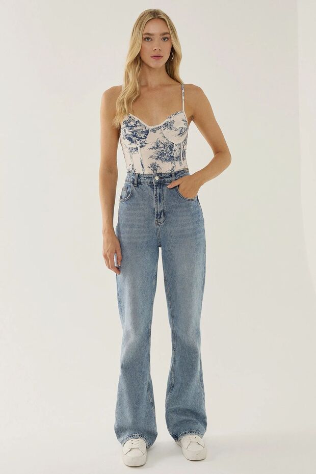 Corset Inspired Patterned Bodysuit - 3