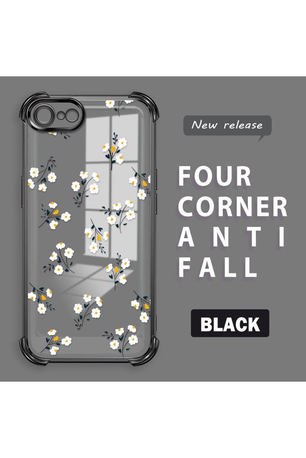 iPhone 7 Compatible Camera Protected Transparent Soft Silicone Phone Case Flower Pattern