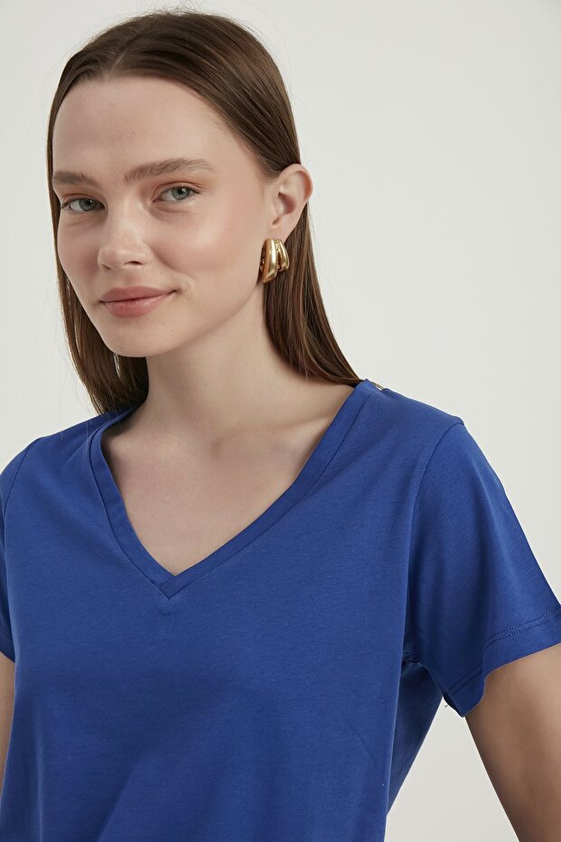 V Yaka Temel T-shirt - 5