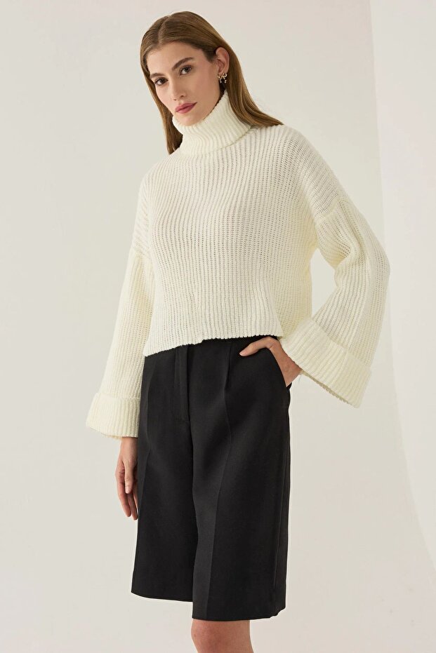 Plus Size High Collar Sweater - 1