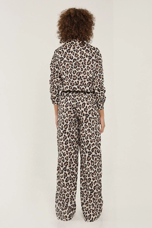 Leopard Pattern Straight Cut Trousers - 4