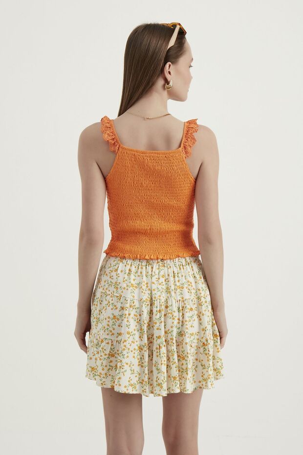 V Yaka Fermuarlı Crop Top - 4