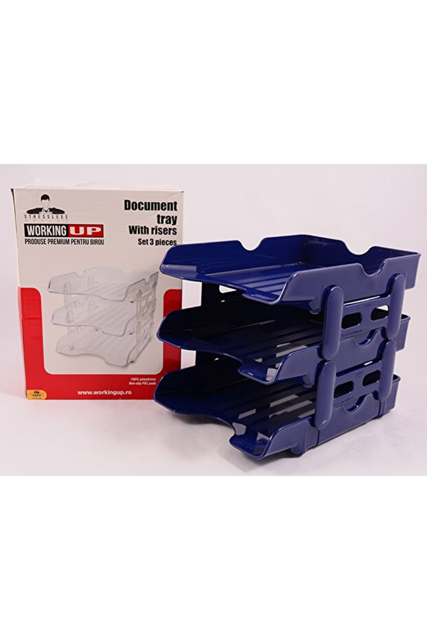 Document trays with elevators, Blue - 1