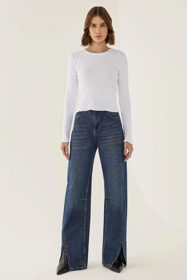 بلوزة أساسية بقصة ضيقة ورقبة دائرية - 1