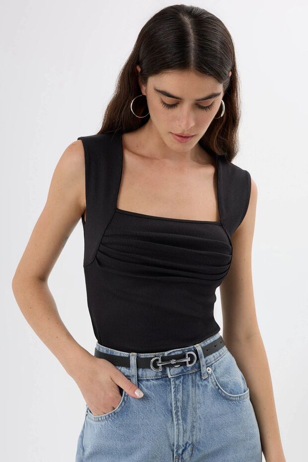 Drape Kare Yaka Bluz - 5